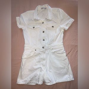 Zara white denim jumpsuit